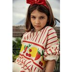 Otroški bombažen pulover Mini Rodini bež barva - bež. Otroški pulover iz kolekcije Mini Rodini. Model izdelan iz vzorčaste pletenine.