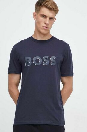 Bombažna kratka majica Boss Green - modra. Kratka majica iz kolekcije Boss Green