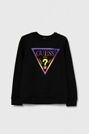 Otroški bombažen pulover Guess črna barva - črna. Otroški pulover iz kolekcije Guess