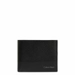 Usnjena denarnica Calvin Klein moški, črna barva - črna. Mala denarnica iz kolekcije Calvin Klein. Model izdelan iz naravnega usnja.