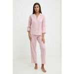 Pižama Lauren Ralph Lauren ženska, roza barva, ILN92339 - roza. Pižama iz kolekcije Lauren Ralph Lauren. Model izdelan iz vzorčaste tkanine. Model iz izjemno udobne tkanine z visoko vsebnostjo viskoze.