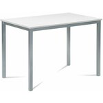 eoshop Jedilna miza 110x70x75 cm, MDF plošča, Bela barva, kovinsko podlago, srebrnkasta kisla kumarica GDT-202 WT