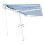 vidaXL Prostostoječa avtomatska tenda 400x350 cm modra/bela