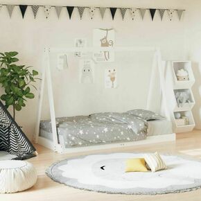 Greatstore Otroški posteljni okvir bel 80x160 cm trdna borovina