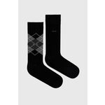 Nogavice BOSS moške, črna barva - črna. Visoke nogavice iz kolekcije BOSS. Model izdelan iz elastičnega, vzorčastega materiala. V kompletu sta dva para.