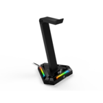 Genius GX-UH100, stojalo, gaming slušalke s priključkom USB HUB, RGB osvetlitev, 2x USB, 2x USB-C, črne