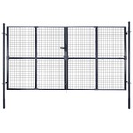 Greatstore Mrežasta vrtna vrata pocinkano jeklo 289x175 cm siva