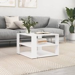 vidaXL Klubska mizica bela 59,5x59,5x40 cm inženirski les