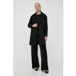 Bombažen pulover Pinko ženska, črna barva - črna. Pulover iz kolekcije Pinko, izdelan iz enobarvne pletenine. Model iz izjemno udobne bombažne tkanine.