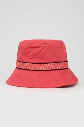 Bombažni klobuk Tommy Jeans roza barva - roza. Klobuk iz kolekcije Tommy Jeans. Model z ozkim robom