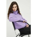 Volnen pulover American Vintage ženski, vijolična barva - vijolična. Pulover iz kolekcije American Vintage. Model izdelan iz enobarvne pletenine. Visoka vsebnost volne zagotavlja zaščito pred mrazom, dodatek poliamida pa povečuje trpežnost izdelka.