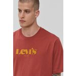 Bombažen t-shirt Levi's rdeča barva - rdeča. Ohlapen T-shirt iz kolekcije Levi's. Model izdelan iz tanke, rahlo elastične pletenine.
