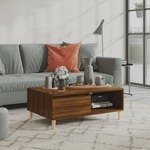 Greatstore Klubska mizica rjav hrast 90x60x35 cm iverna plošča
