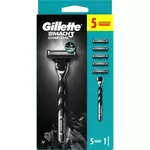 Gillette Mach3 brivnik z ogljem za moške + 5 nadomestni glavi