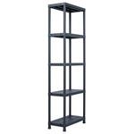 shumee Stojalo s policami plastika 125 kg 60x30x180 cm črno