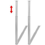 Greatstore 2 Teleskopski Nogi za Mizo Brušeni Nikelj 710 mm - 1100 mm
