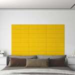 vidaXL Stenski paneli 12 kosov rumeni 60x15 cm žamet 1,08 m²
