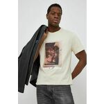 Bombažna kratka majica Calvin Klein moški, bež barva - bež. Kratka majica iz kolekcije Calvin Klein, izdelana iz elastične pletenine. Model iz zračne bombažne tkanine.