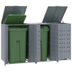 vidaXL Lopa za smetnjak za 3 smetnjake siva 207x79x117 cm jeklo