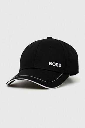 Bombažna bejzbolska kapa BOSS BOSS GREEN črna barva - črna. Kapa s šiltom vrste baseball iz kolekcije BOSS. Model izdelan iz bombažne tkanine.
