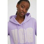 Pulover UGG ženska, vijolična barva, s kapuco - vijolična. Pulover s kapuco iz kolekcije UGG, izdelan iz elastične pletenine. Model iz izjemno udobne tkanine z visoko vsebnostjo bombaža.