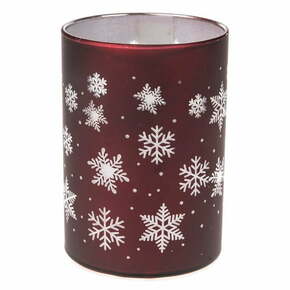 WEBHIDDENBRAND Stekleni svečnik s snežinkami in lučko LED majhen