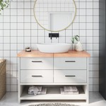 vidaXL Kopalniški pult svetlo rjav 120x60x6 cm obdelan trden les