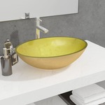 vidaXL Stekleni umivalnik 50x37x14 cm zlat