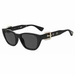 Sončna očala Moschino ženski, črna barva - črna. Sončna očala iz kolekcije Moschino. Model z enobarvnimi stekli in okvirji iz kombinacije umetne snovi in kovine. Ima filter UV 400.