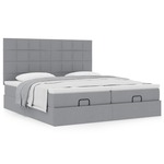 Otomanski posteljni okvir z vzmetnicami siv 200x200 cm blago - vidaXL - Siva - 140,76 - 200 x 200 cm - vidaXL