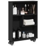vidaXL Voziček za shranjevanje črn 48x13x68 cm inž. les