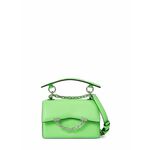 Usnjena torbica Karl Lagerfeld zelena barva - zelena. Majhna torbica iz kolekcije Karl Lagerfeld. Model na zapenjanje, izdelan iz naravnega usnja.