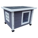 @Pet @Pet @Pet Zunanja mačja hišica XL 68,5x54x51,5 cm les siva in bela