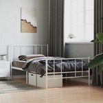 Greatstore Kovinski posteljni okvir z vzglavjem in vznožjem bel 90x200 cm