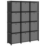 vidaXL Regal z 12 škatlami črn 103x30x141 cm blago