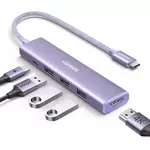 Ugreen Revodok USB-C Hub 5-v-1, 100W PD, vijola