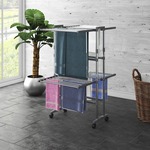 Greatstore Sušilnik perila na kolesih, 2 nivoja, srebrn, 60x70x106 cm