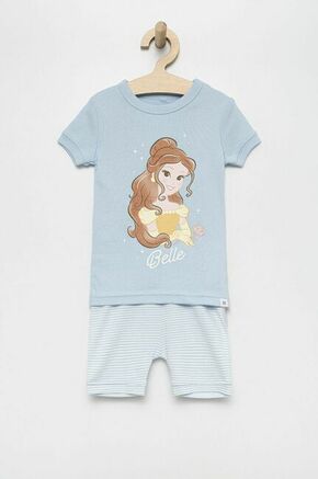 GAP bombažna pižama za otroke - modra. Otroška pižama iz kolekcije GAP. Model izdelan iz tkanine s potiskom.
