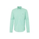 Bombažna srajca Polo Ralph Lauren moška, zelena barva - zelena. Srajca iz kolekcije Polo Ralph Lauren. Model izdelan iz tanke, rahlo elastične pletenine. Ima ovratnik button-down.