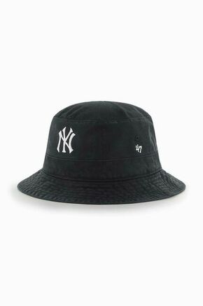Bombažni klobuk 47brand New York Yankeees črna barva - črna. Klobuk iz kolekcije 47brand. Model z ozkim robom