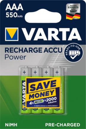 Varta Power 4 AAA 550 mAh R2U polnilna baterija 56743101404