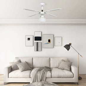 Shumee Stropni ventilator s svetilko 106 cm bela