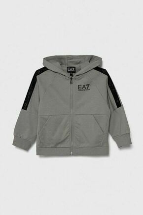 Otroški bombažen pulover EA7 Emporio Armani siva barva