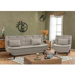 Atelier Del Sofa Garnitura raztegljivega kavča in postelje, Santo-S-1070 - Kremasta