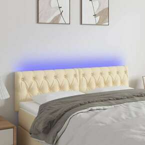 Greatstore LED posteljno vzglavje krem 160x7x78/88 cm blago
