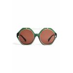 Otroška sončna očala Mini Rodini zelena barva - zelena. Otroški sončna očala iz kolekcije Mini Rodini. Model z enobarvnimi stekli in okvirji iz kombinacije umetne snovi in kovine. Ima filter UV 400.