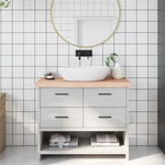 vidaXL Kopalniški pult 100x40x(2-6) cm neobdelan trden les