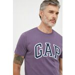 Bombažna kratka majica GAP vijolična barva - vijolična. Kratka majica iz kolekcije GAP. Model izdelan iz tanke, elastične pletenine.