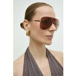 Sončna očala Gucci ženska, rdeča barva, GG1436S - rdeča. Sončna očala iz kolekcije Gucci. Model s toniranimi stekli in okvirji iz kovine. Ima filter UV 400.
