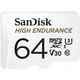 Sandisk 64GB High Endurance MicroSDXC pomnilniška kartica, 100 MB/S,C10,U3,V30,A2